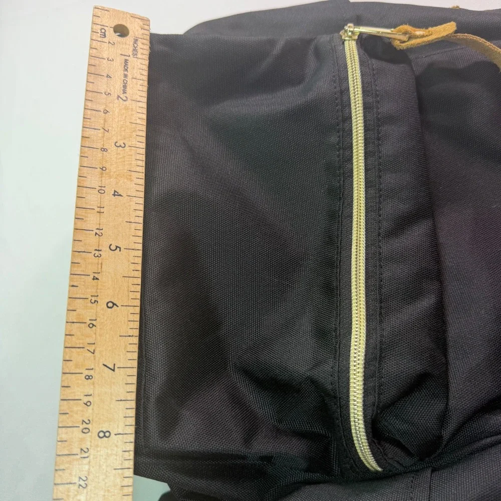 Anello Black Canvas Wide Mouth Backpack Gold Zip Shoulder Bag Pocket Philippines
